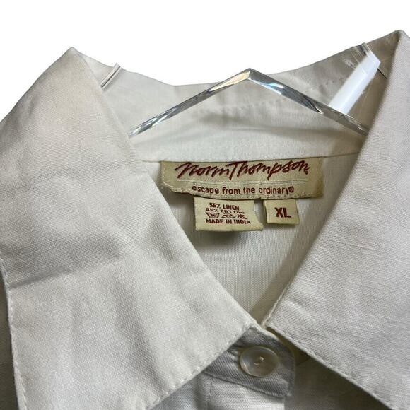 Norm Thompson Women's Linen Blend Embroidered Blouse Size XL - Picture 3 of 3